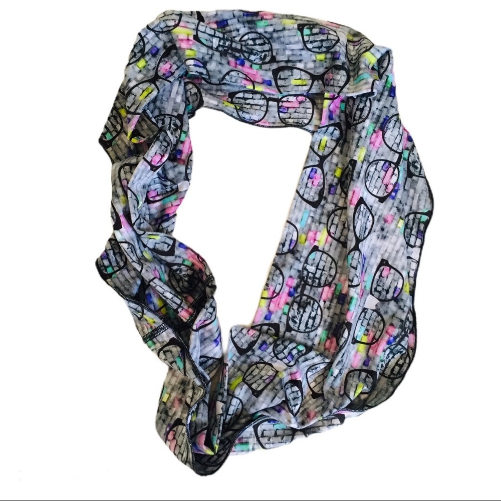 TRIPLE FLIP Grey Glasses Graffiti Brick Loop Infinity Scarf Preppy Geek Chic OS